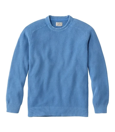 Men's Sunwashed Textured Cotton Sweater, Crewneck