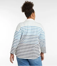 Women's Heritage Mariner Top, Splitneck Polo Three-Quarter-Sleeve Stripe