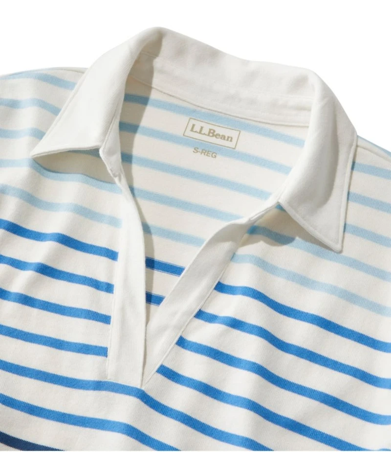 Women's Heritage Mariner Top, Splitneck Polo Three-Quarter-Sleeve Stripe