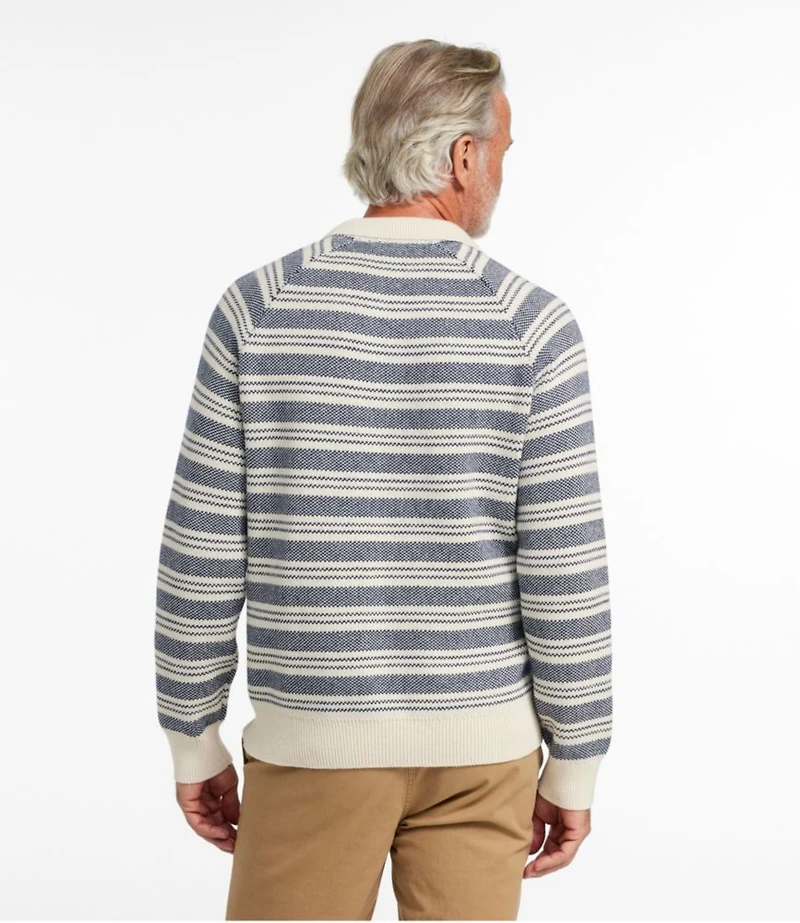Men's Wicked Soft Cotton/Cashmere Sweater, Rugby Polo, Stripe
