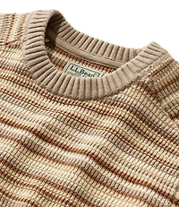 Men's Sunwashed Textured Cotton Sweater, Crewneck, Stripe