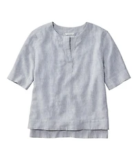 Women's Signature Linen-Blend Splitneck Shirt, Short-Sleeve