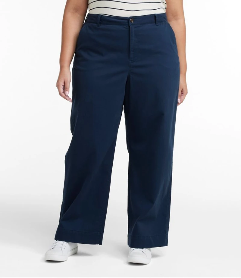 Women's Comfort Stretch Pants, Mid-Rise Wide-Leg Chino