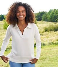 Women's Cotton/Cashmere Sweater, Polo