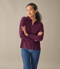 Women's Cotton/Cashmere Sweater, Polo