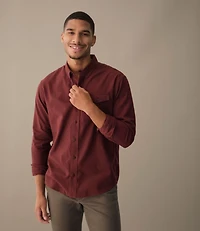 Men's Brushed Jaspé Twill Shirt, Traditional Untucked Fit