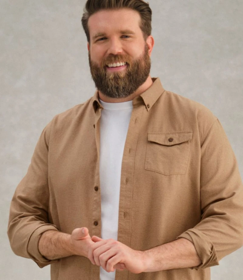 Men's Brushed Jaspé Twill Shirt, Traditional Untucked Fit