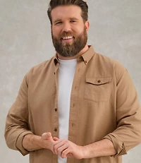 Men's Brushed Jaspé Twill Shirt, Traditional Untucked Fit