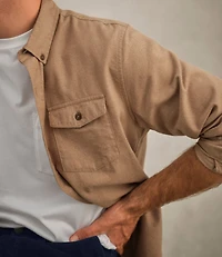 Men's Brushed Jaspé Twill Shirt, Traditional Untucked Fit