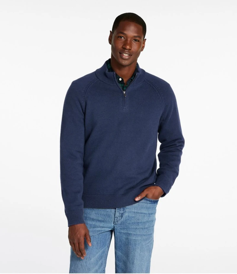 Men's Wicked Soft Cotton/Cashmere Sweater, Quarter-Zip