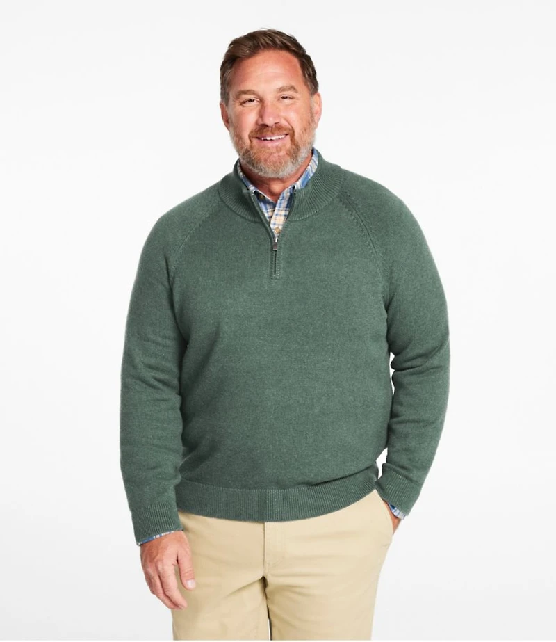 Men's Wicked Soft Cotton/Cashmere Sweater, Quarter-Zip