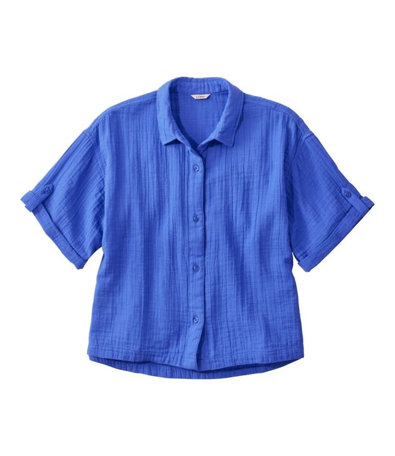Women's Cloud Gauze Crop Button-Up Shirt
