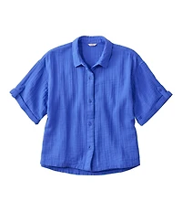 Women's Cloud Gauze Crop Button-Up Shirt