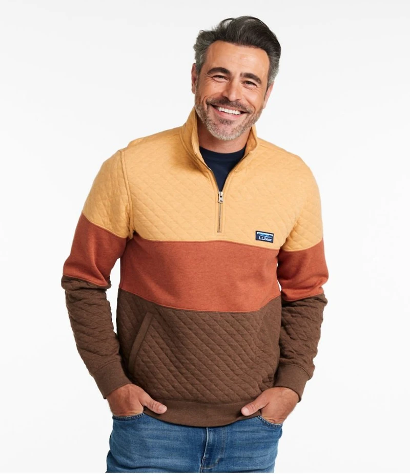Men's Bean's Quilted Sweatshirt, Mockneck, Colorblock