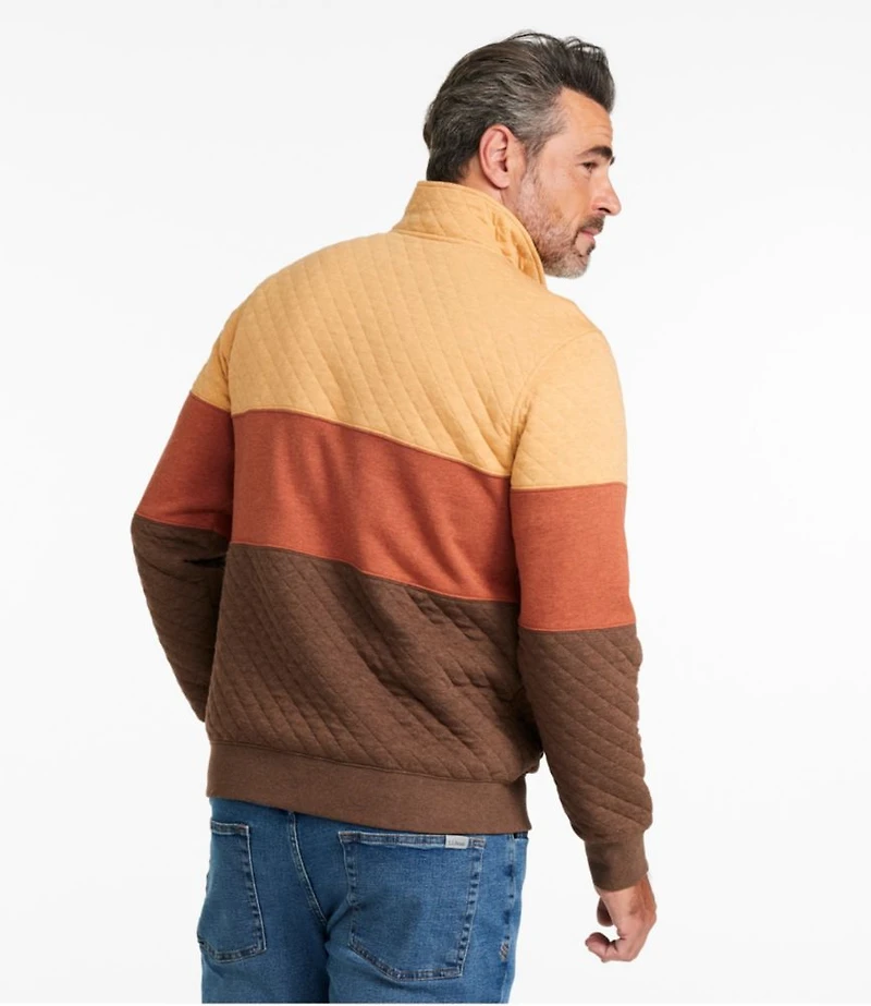 Men's Bean's Quilted Sweatshirt, Mockneck, Colorblock