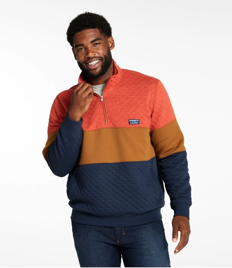 Men's Bean's Quilted Sweatshirt, Mockneck, Colorblock
