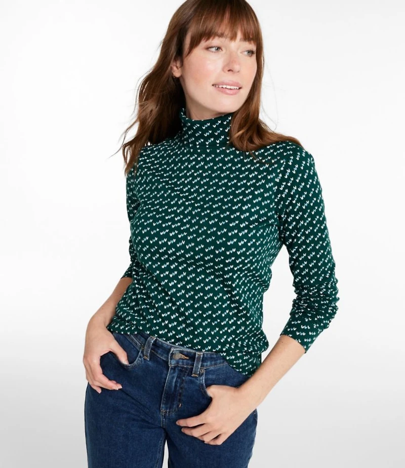 Women's L.L.Bean Interlock Turtleneck, Long-Sleeve Allover Print
