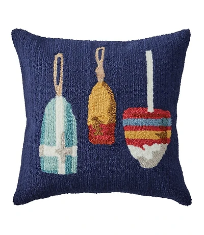 Indoor/Outdoor Hooked Pillow, Buoys