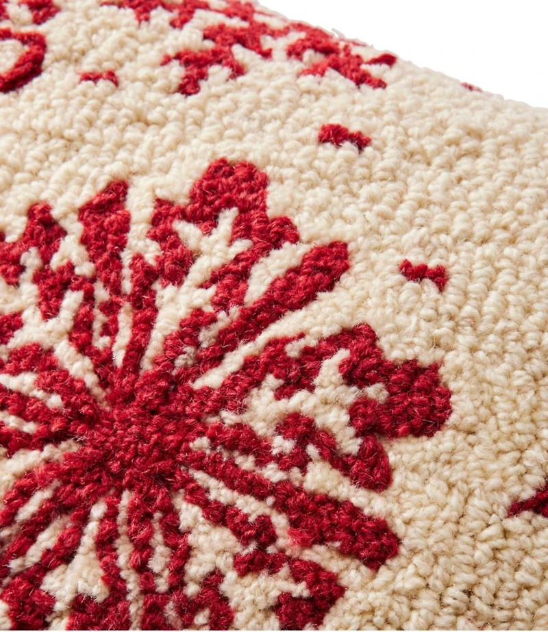 Wool Hooked Throw Pillow, Snowflake, 14" x 20"