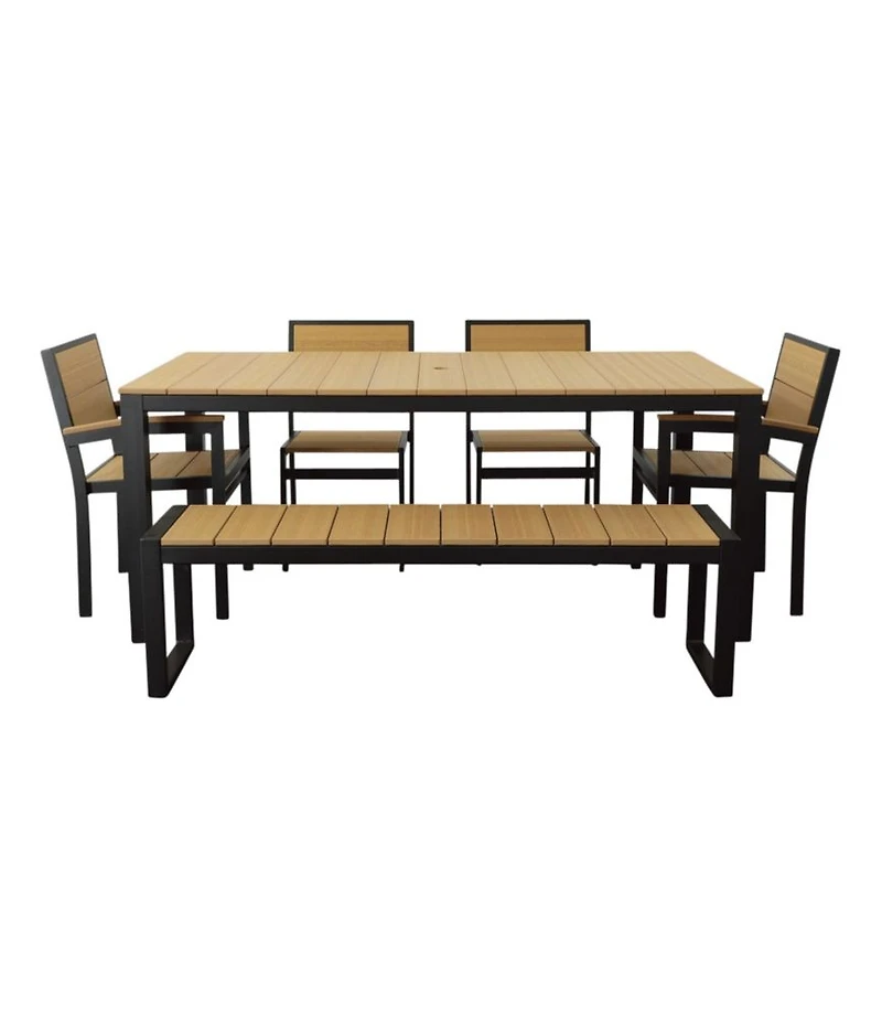 Aluminum/Recycled Poly Lumber Farmhouse Dining Set, Black