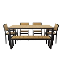 Aluminum/Recycled Poly Lumber Farmhouse Dining Set, Black