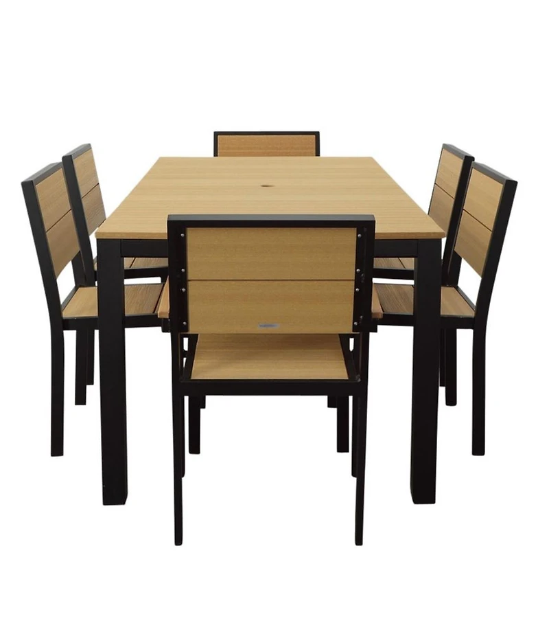 Aluminum/Recycled Poly Lumber Farmhouse Dining Set, Black