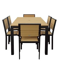 Aluminum/Recycled Poly Lumber Farmhouse Dining Set, Black