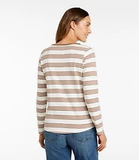 Women's L.L.Bean V-Neck Henley, Long-Sleeve Stripe