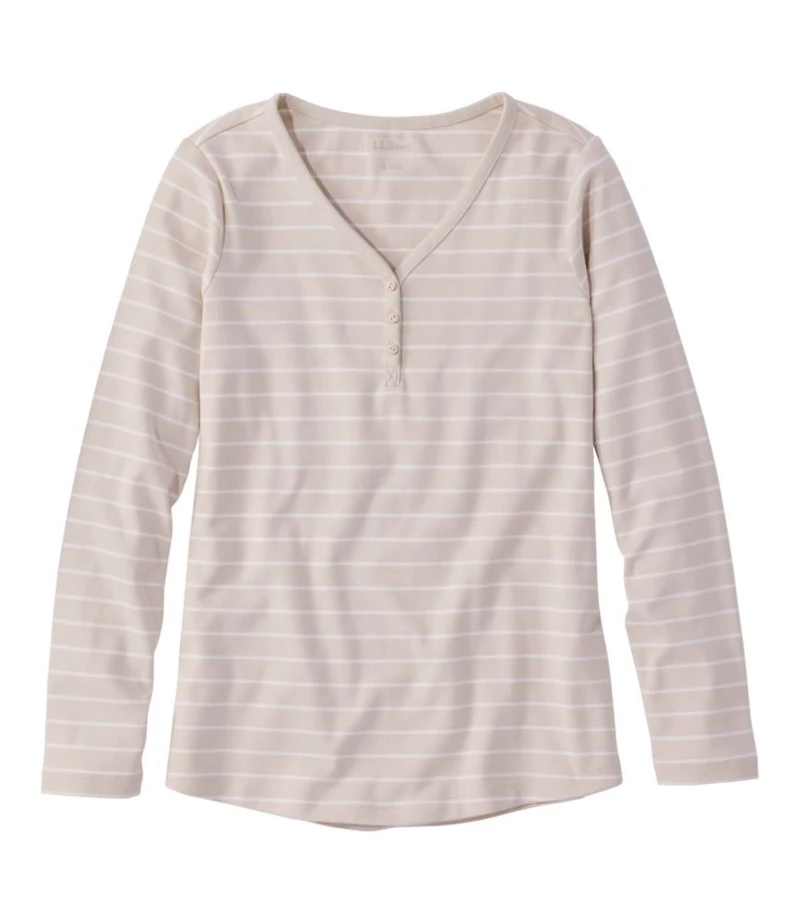 Women's L.L.Bean V-Neck Henley, Long-Sleeve Stripe