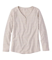 Women's L.L.Bean V-Neck Henley, Long-Sleeve Stripe