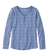 Women's L.L.Bean V-Neck Henley, Long-Sleeve Stripe