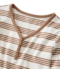 Women's L.L.Bean V-Neck Henley, Long-Sleeve Stripe