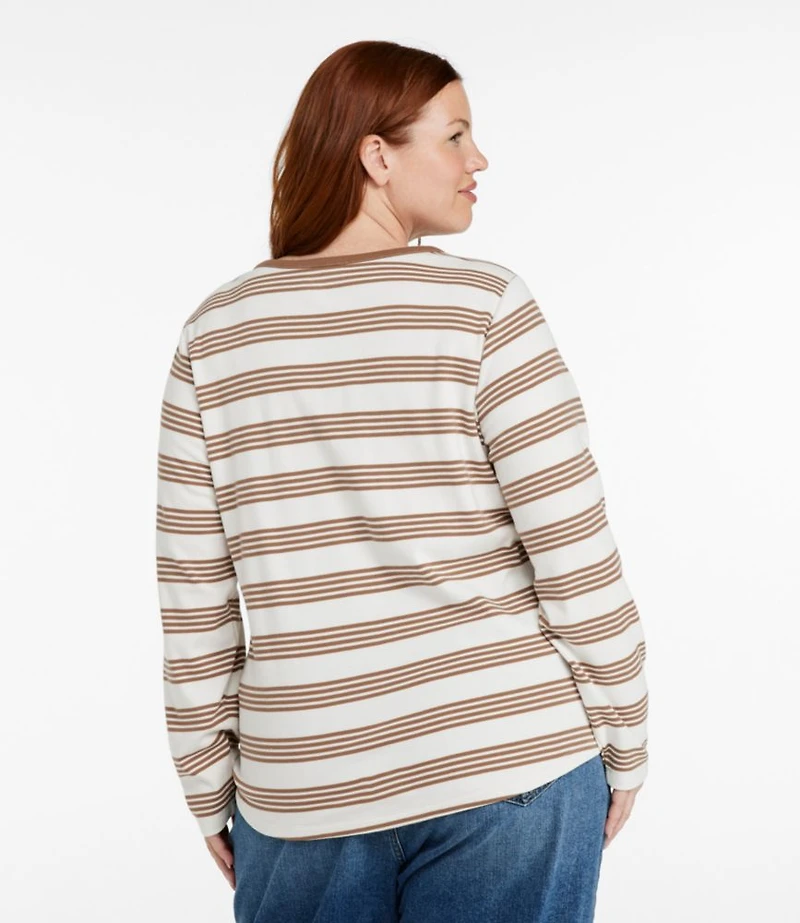 Women's L.L.Bean V-Neck Henley, Long-Sleeve Stripe
