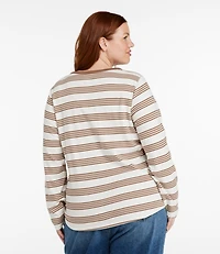 Women's L.L.Bean V-Neck Henley, Long-Sleeve Stripe