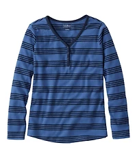 Women's L.L.Bean V-Neck Henley, Long-Sleeve Stripe