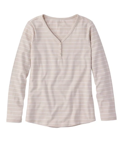 Women's L.L.Bean V-Neck Henley, Long-Sleeve Stripe