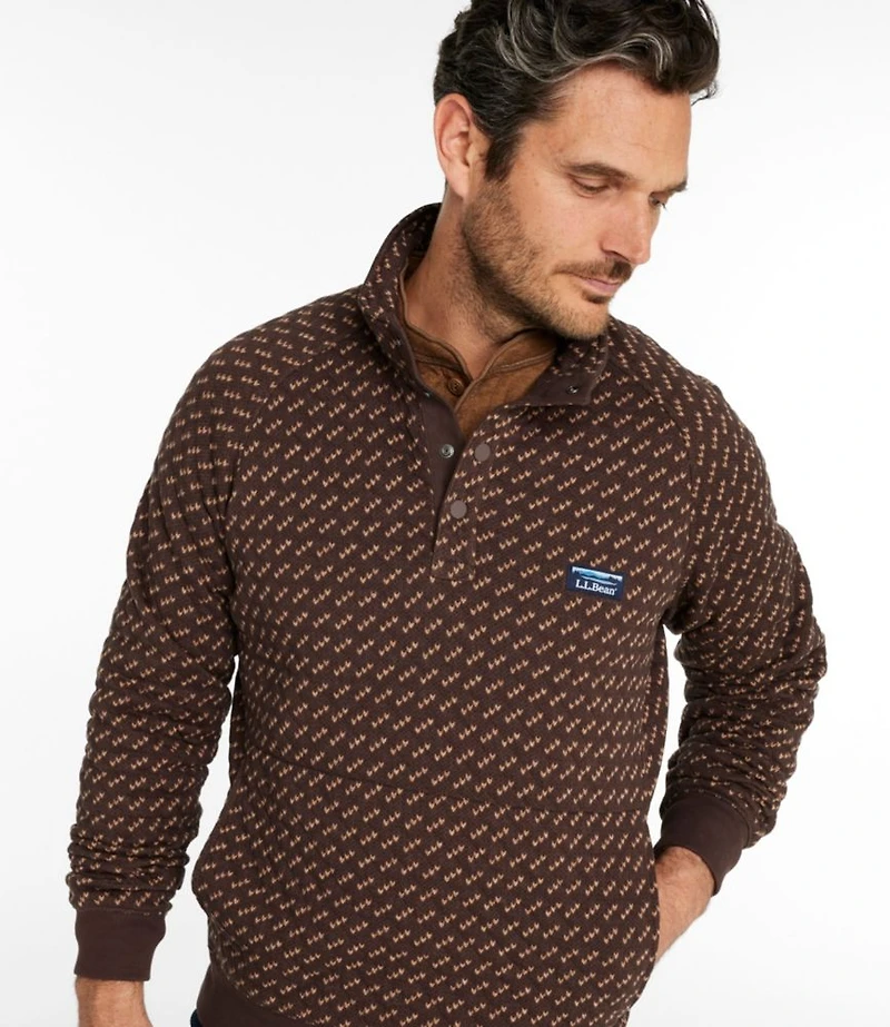 Men's Bean's Quilted Sweatshirt, Mockneck, Print