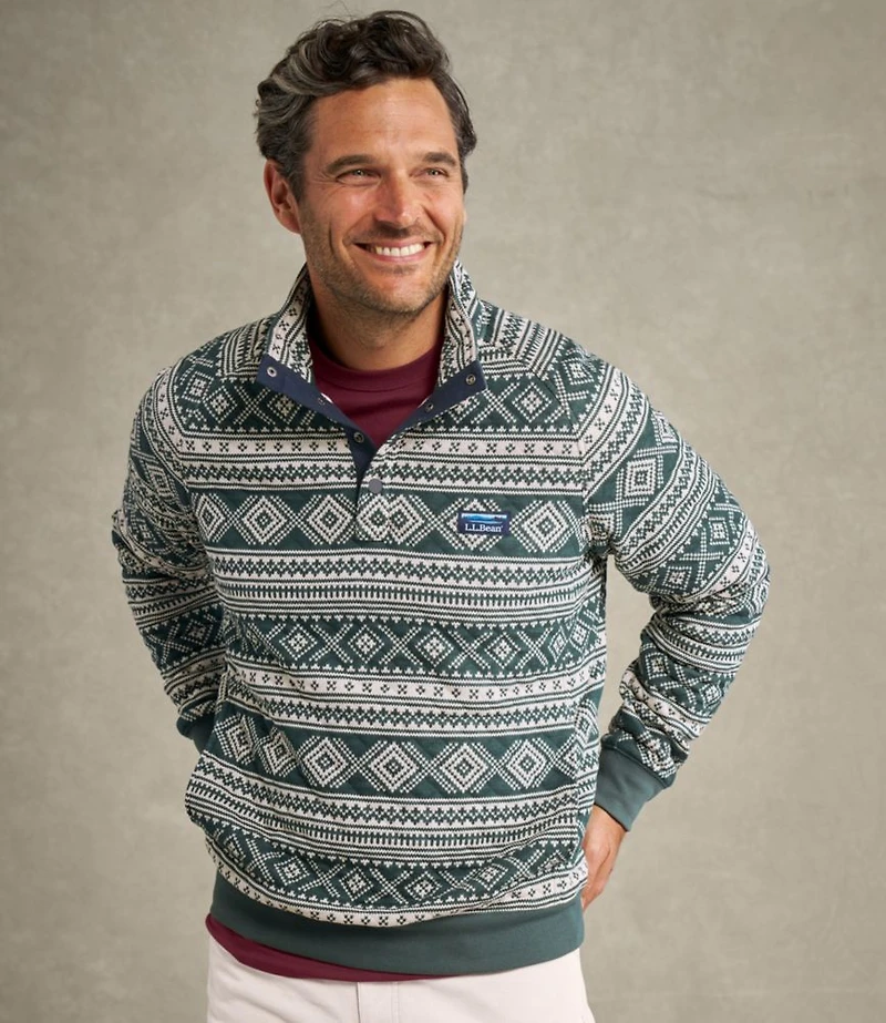 Men's Bean's Quilted Sweatshirt, Mockneck, Print