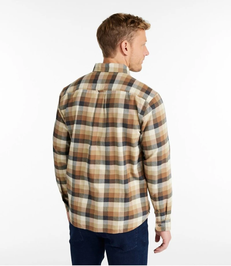Men's Brushed Jaspé Twill Shirt, Plaid, Traditional Untucked Fit