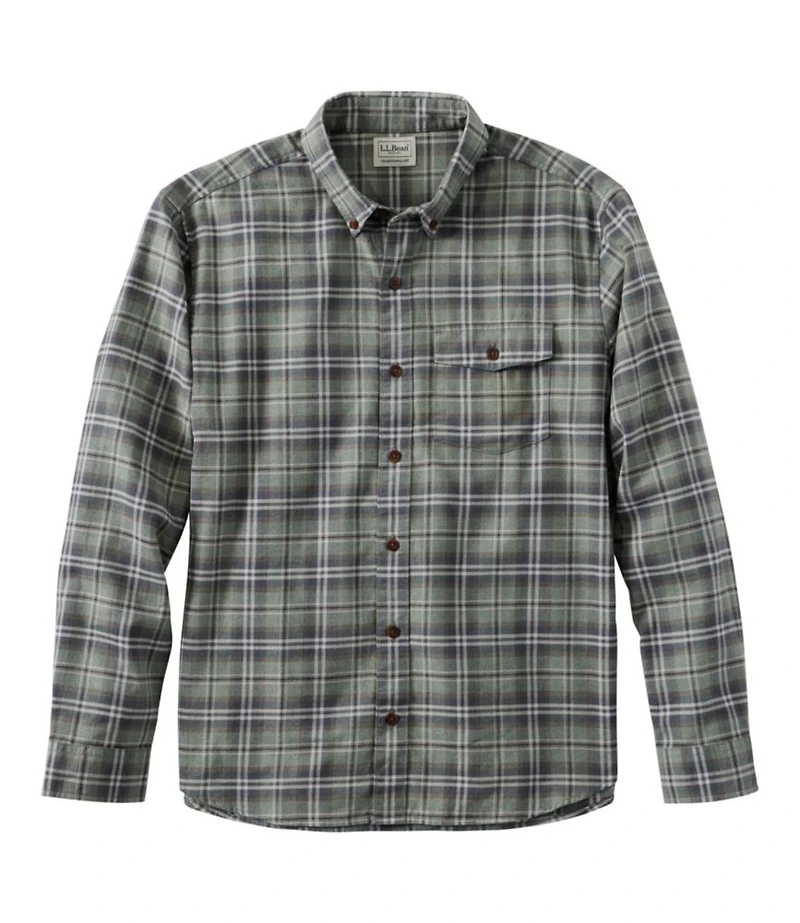 Men's Brushed Jaspé Twill Shirt, Plaid, Traditional Untucked Fit