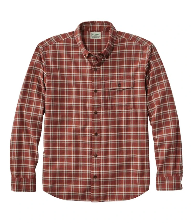 Men's Brushed Jaspé Twill Shirt, Plaid, Traditional Untucked Fit