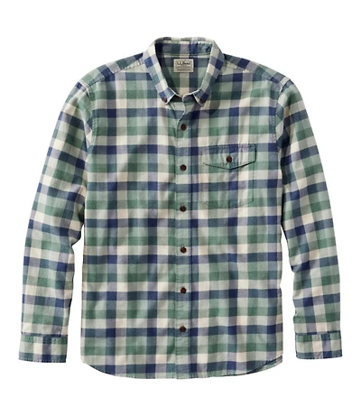 Men's Brushed Jaspé Twill Shirt, Plaid, Traditional Untucked Fit
