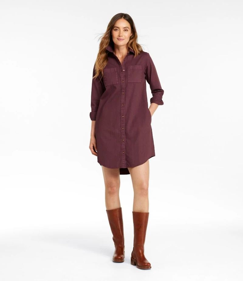 Women's L.L. Bean Heritage Washed Denim Shirt Dress, Garment-Dye
