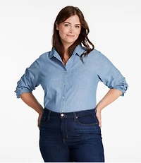 Women's Essential Cotton Shirt, Chambray Long Sleeve