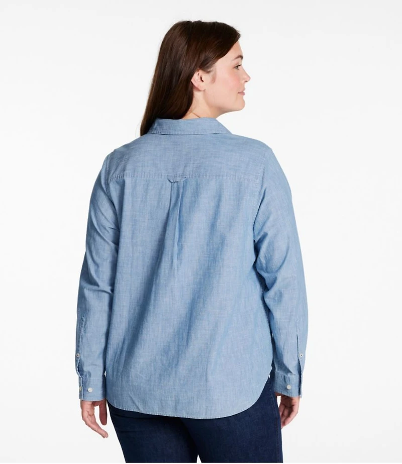 Women's Essential Cotton Shirt, Chambray Long Sleeve