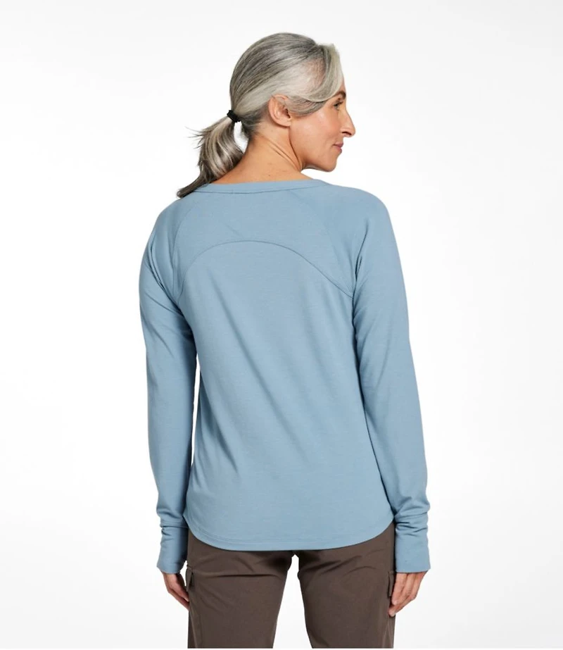 Women's Ribbed Performance Tee, Long-Sleeve Splitneck