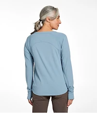 Women's Ribbed Performance Tee, Long-Sleeve Splitneck