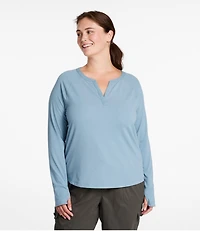 Women's Ribbed Performance Tee, Long-Sleeve Splitneck