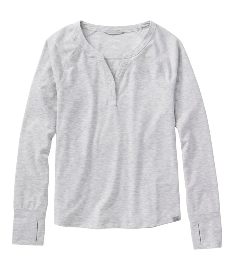 Women's Ribbed Performance Tee, Long-Sleeve Splitneck