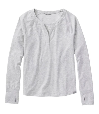 Women's Ribbed Performance Tee, Long-Sleeve Splitneck